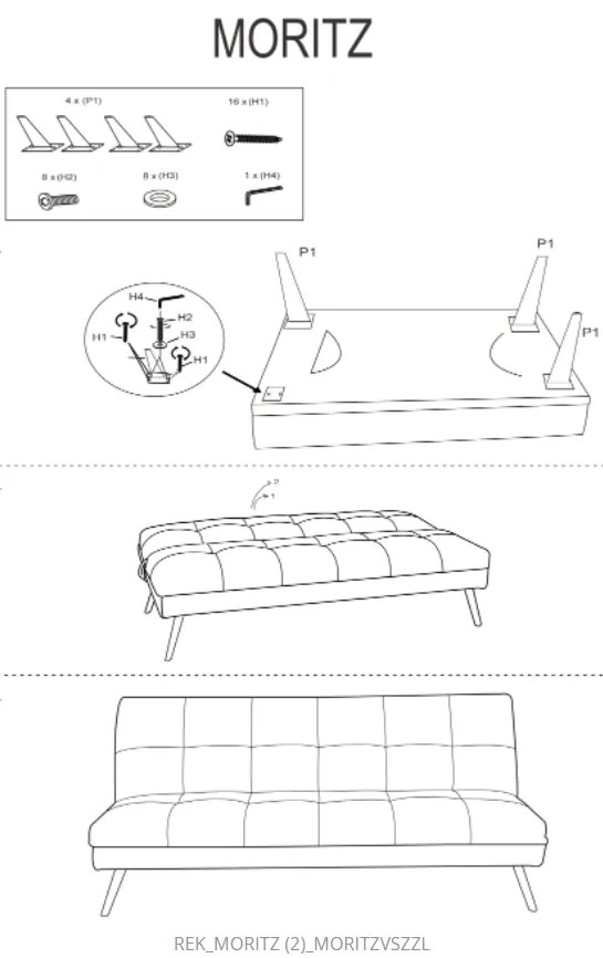 Canapea extensibila Culoare gri, MORITZ VELVET