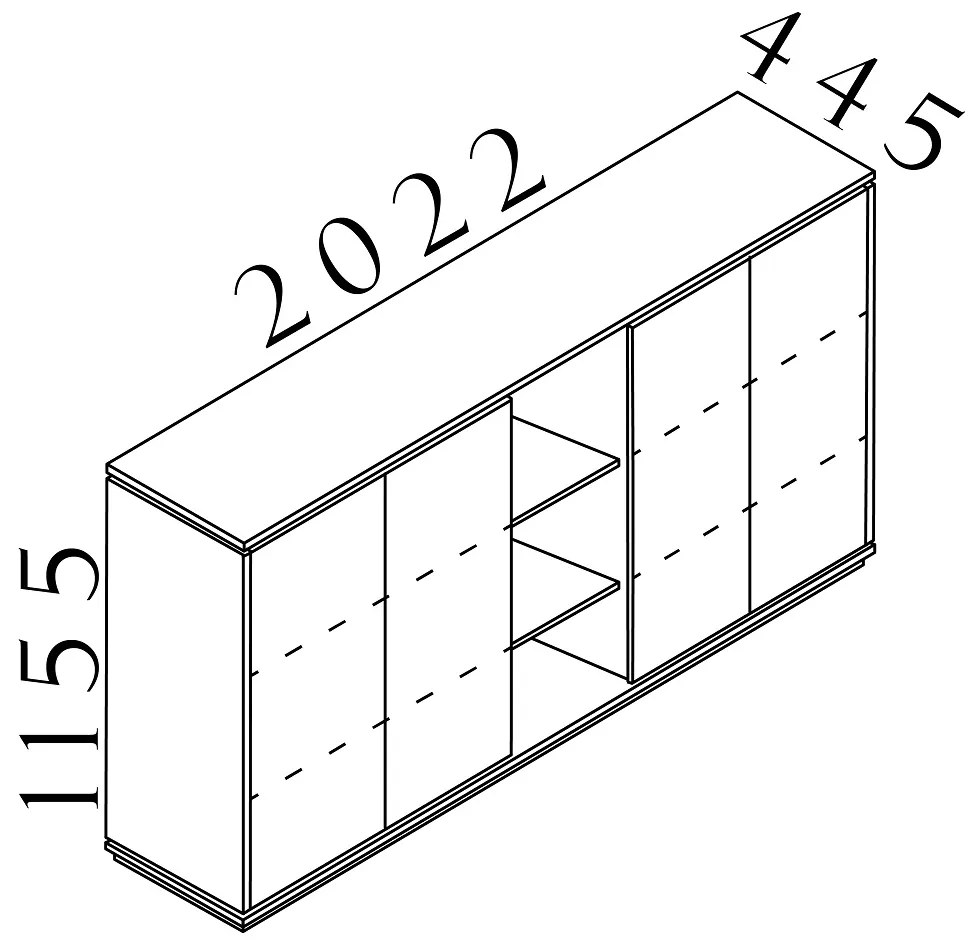 Dulap mediu Creator 202,2 x 44,5 x 115,5 cm, antracit / alb