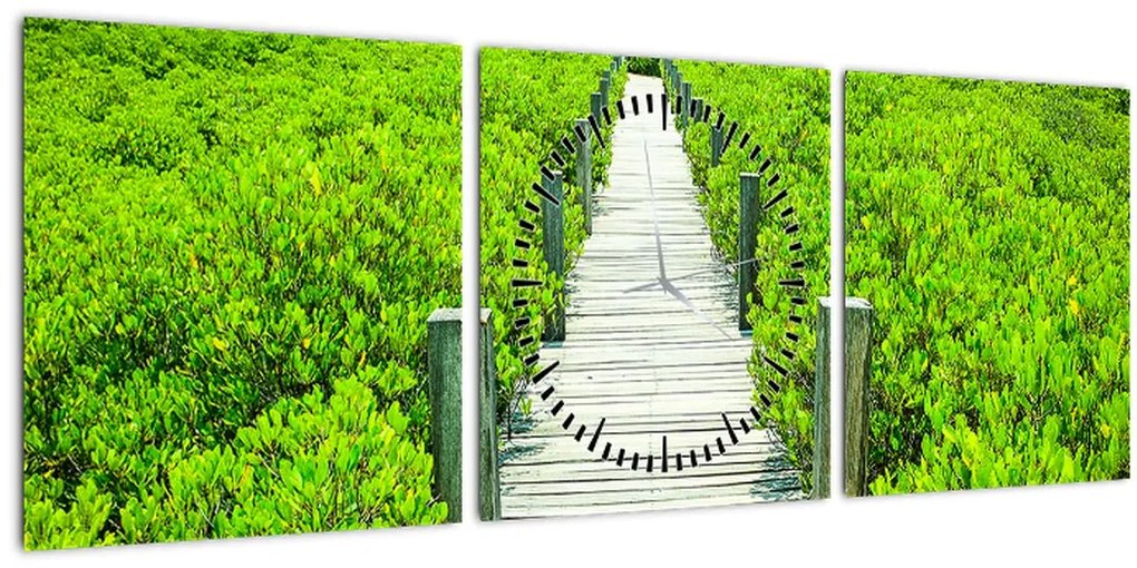 Tablou - poteca din lemn (cu ceas) (90x30 cm)