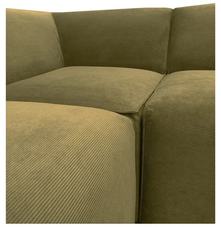 Colțar verde din catifea reiată (cu șezlong pe partea dreaptă) Sting - Scandic