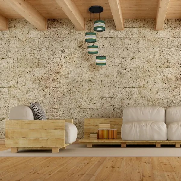 Lustră pe cablu HELEN 4xE27/15W/230V verde/auriu