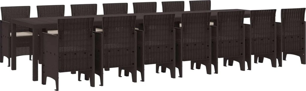 vidaXL Set de masă de grădină cu perne cu pernă 15 pcs Maro PP