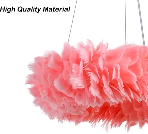 BRILAGI - Lustră LED pe cablu FEATHER 3xE27/40W/230V + 3xLED/3W diam. 50 cm roz