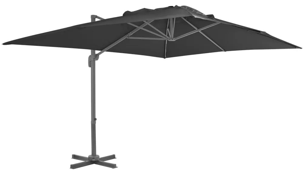 vidaXL Umbrelă în consolă cu stâlp din aluminiu, negru, 4x3 m