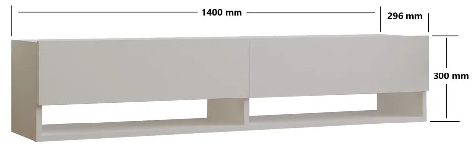 Comodă TV albă 141x31x30 cm Arges – Kalune Design