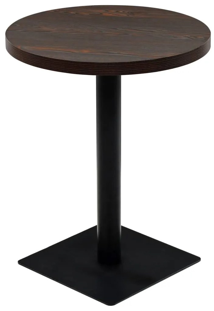 245609 vidaXL Masă bistro, MDF și oțel, rotundă, 60x75 cm, Cenușiu închis