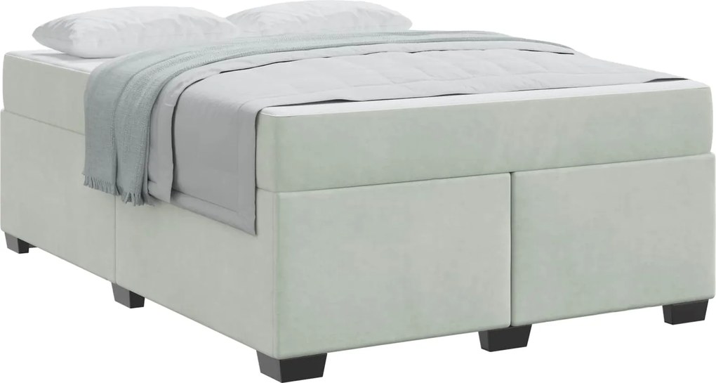 vidaXL Cadru de pat cu saltea Gri deschis 160 x 200 cm țesătură