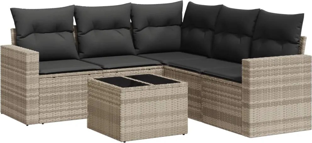 vidaXL Set canapele de grădină cu perne, 6 piese gri deschis poliratan