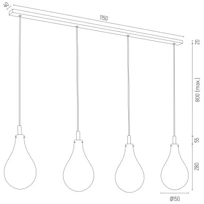 Lustra cu 4 Pendule sticla design decorativ OAKLAND alba