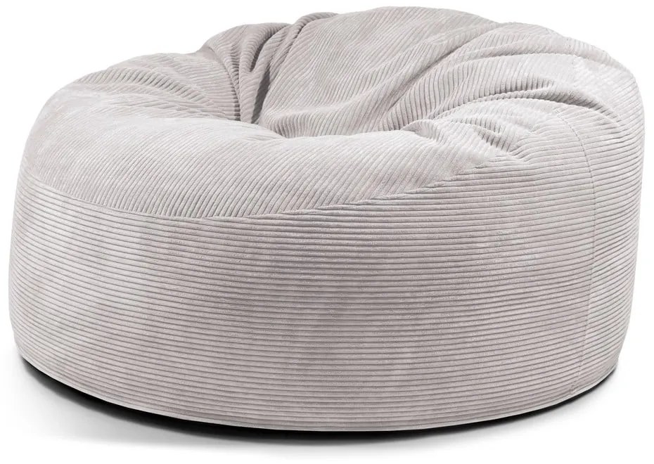 Fotoliu bean bag gri deschis cu tapițerie din catifea reiată Om 135 – SLOWDOWN