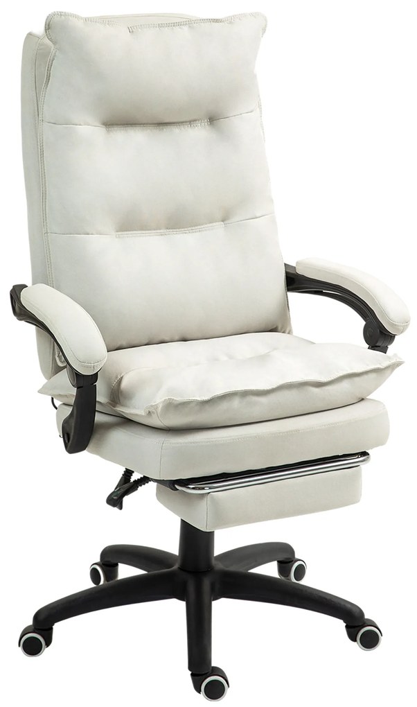 Vinsetto Scaun de birou cu funcție de masaj, Scaun de birou ergonomic cu funcție de rotație, înălțime reglabilă, din nailon, Crem | Aosom Romania