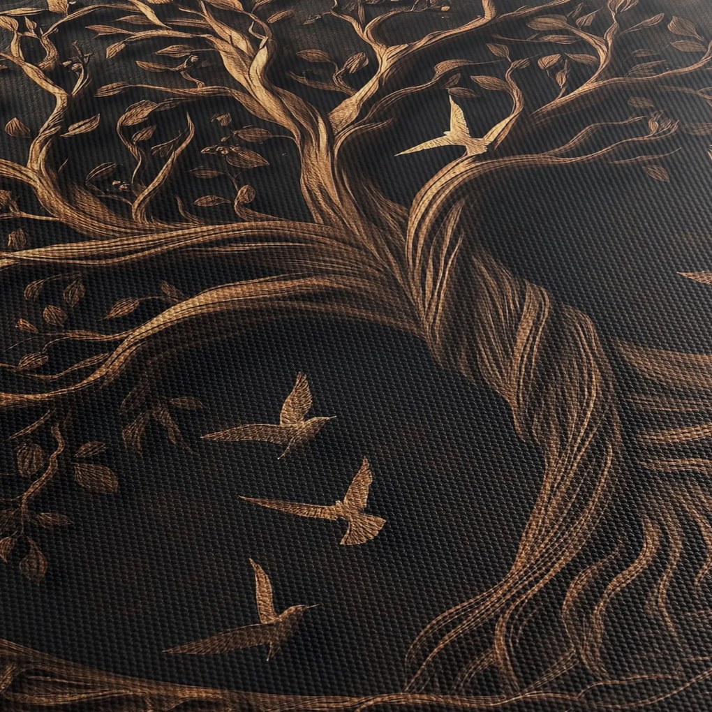 Tablou – Arborele vieții din lemn (cu ceas) (90x30 cm)
