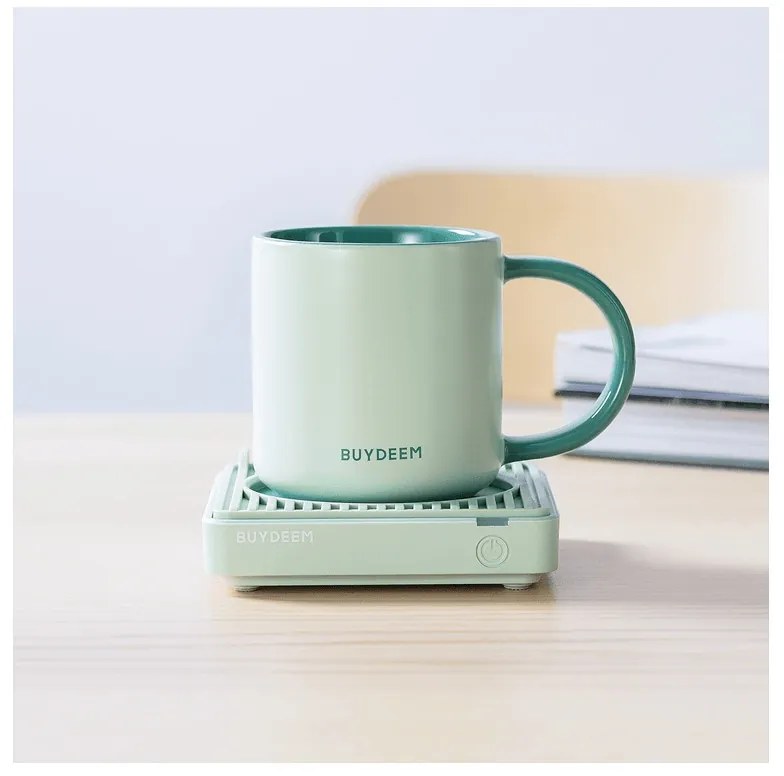 Ceasca ceramica pentru ceai si cafea Buydeem CD1018-CG, 350 ml, Fund plat, Scala de masurare interna, Verde