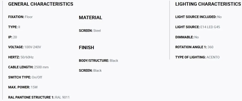 Lampadar mobil directionabil MATILDA negru