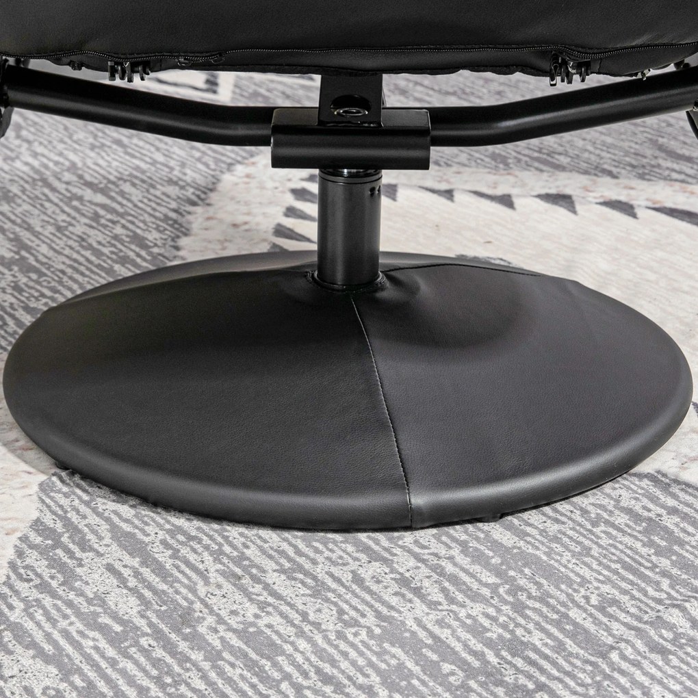 HOMCOM Set de 2 piese Fotoliu cu Taburet Fotoliu de relaxare cu Taburet, reglabil în înălțime, spătar înclinabil, Negru | Aosom Romania