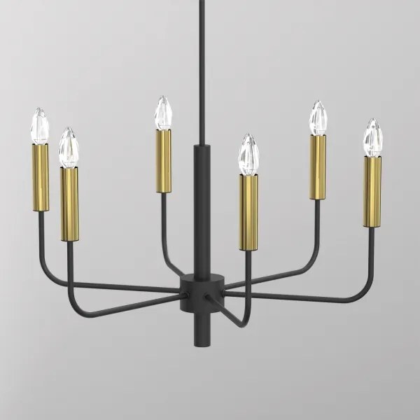 Lustră pe cablu AKASYA 6xE14/15W/230V negru/auriu