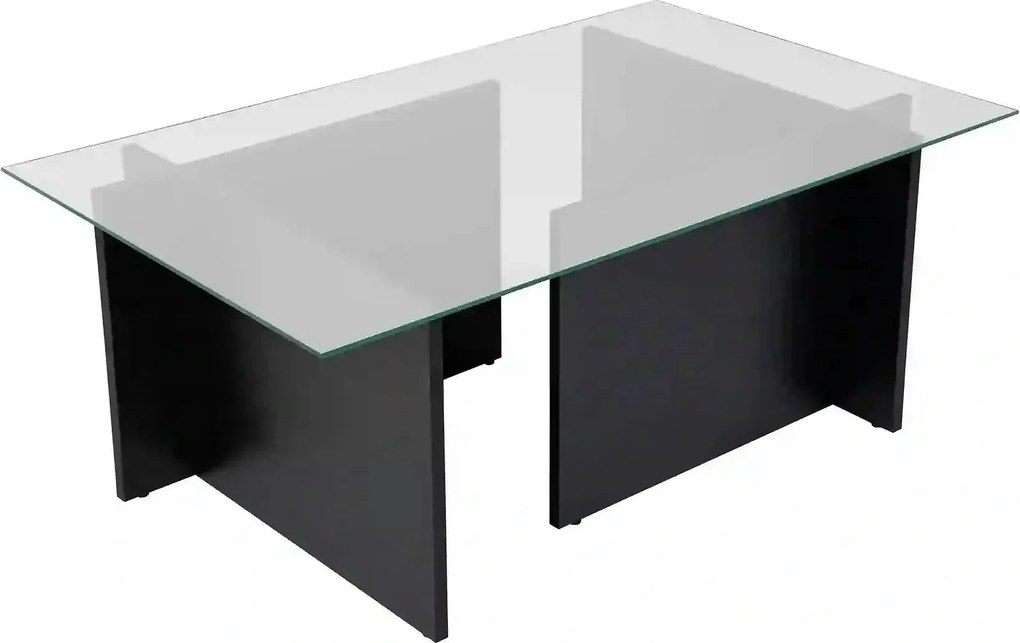 Masuta cafea VETRINO, negru/transparent, PAL/sticla, 105x65x40 cm