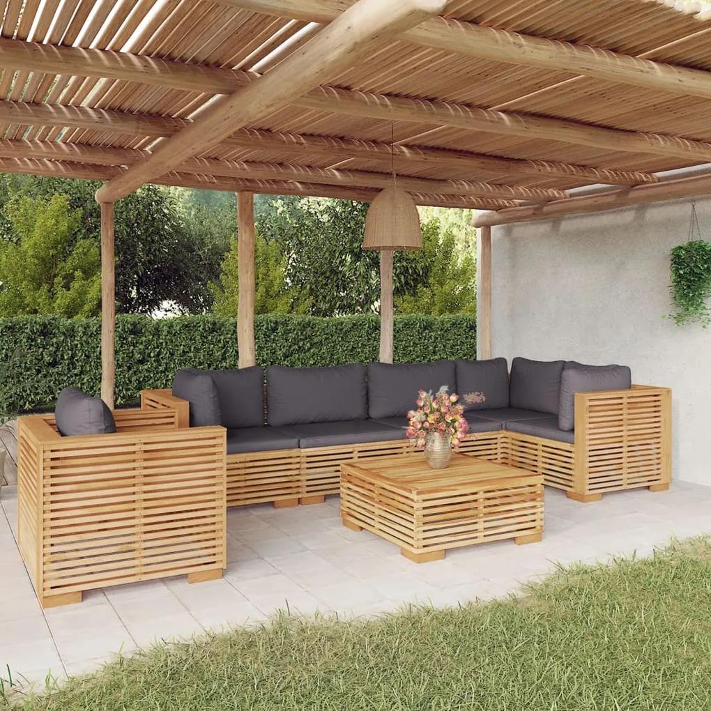 3100908 vidaXL Set mobilier grădină cu perne, 7 piese, lemn masiv de tec