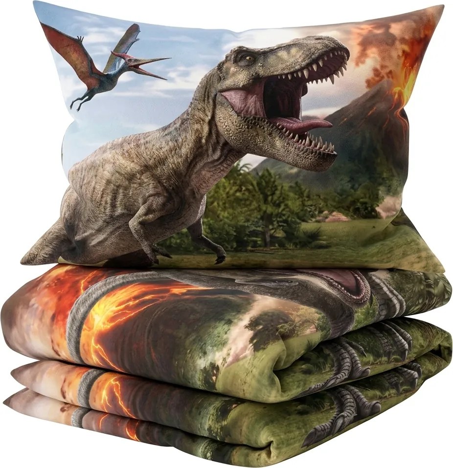 Lenjerie de pat bumbac copii JURASSIC WORLD VOLCANO colorat Dimensiune lenjerie de pat: 70 x 90 cm | 140 x 200 cm