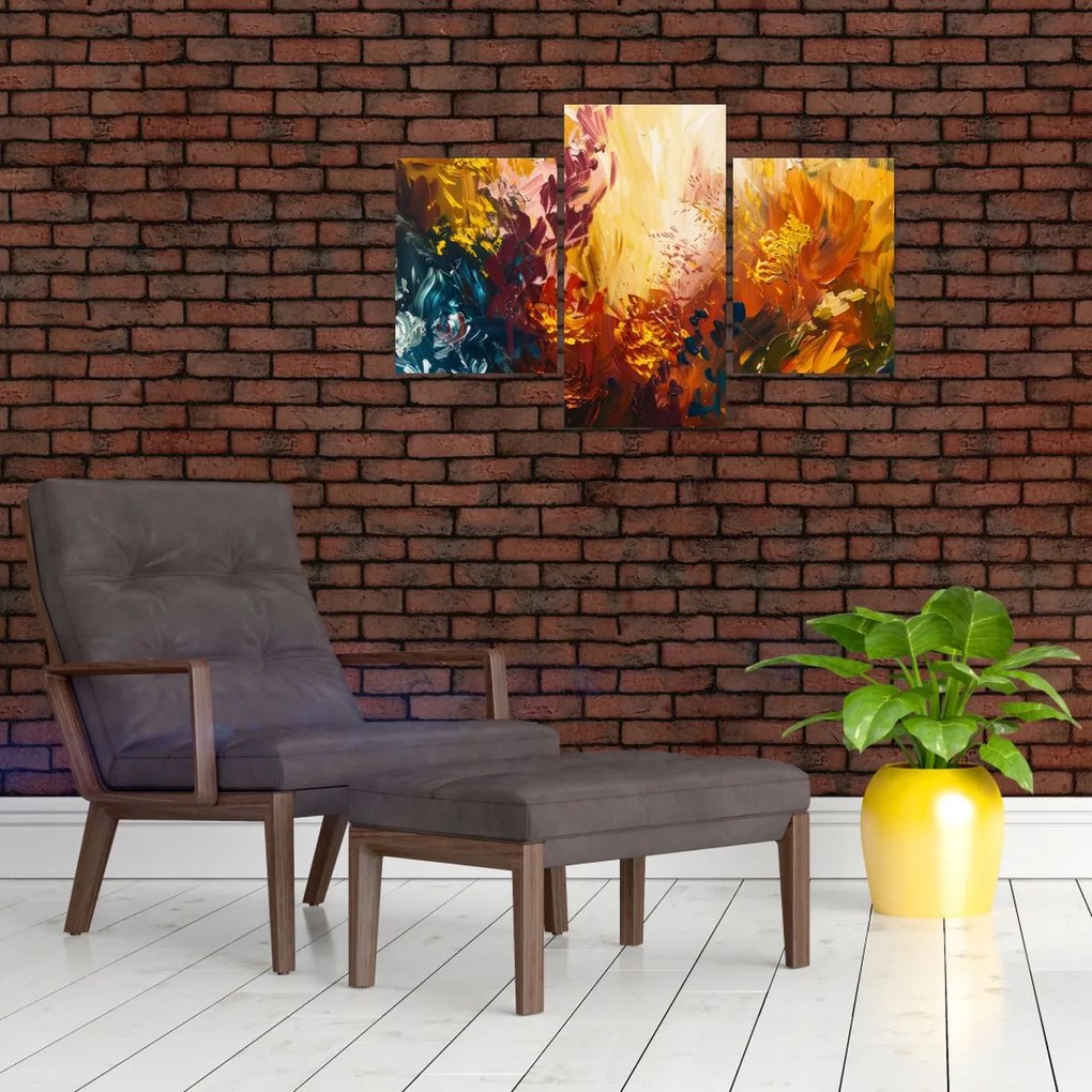 Tablou - pictură abstractă de flori (90x60 cm)