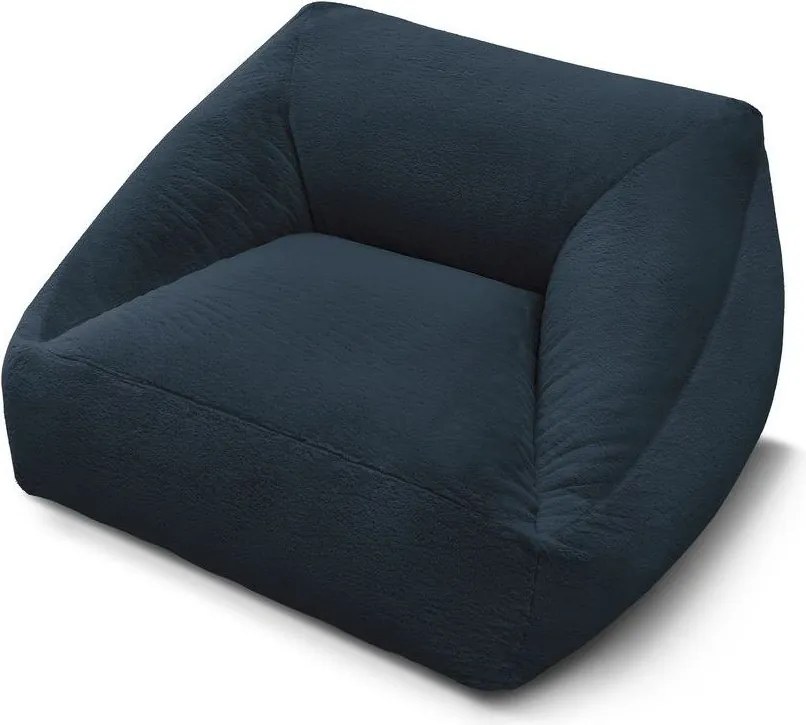 Fotoliu bean bag albastru închis cu tapițerie din blană artificială Lilibet – Bobochic Paris