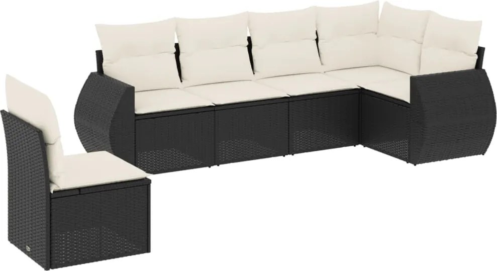 vidaXL Set mobilier de grădină cu perne, 6 piese, negru, poliratan