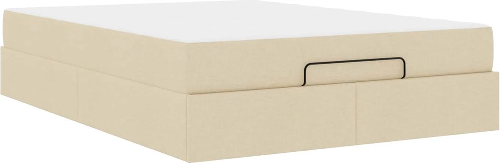 vidaXL Cadru de pat cu saltea cu saltea 2 pcs Crem țesătură