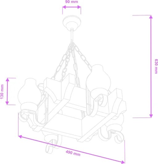 Lustră pe lanț Brilagi QUEEN 4xE14/40W/230V fag