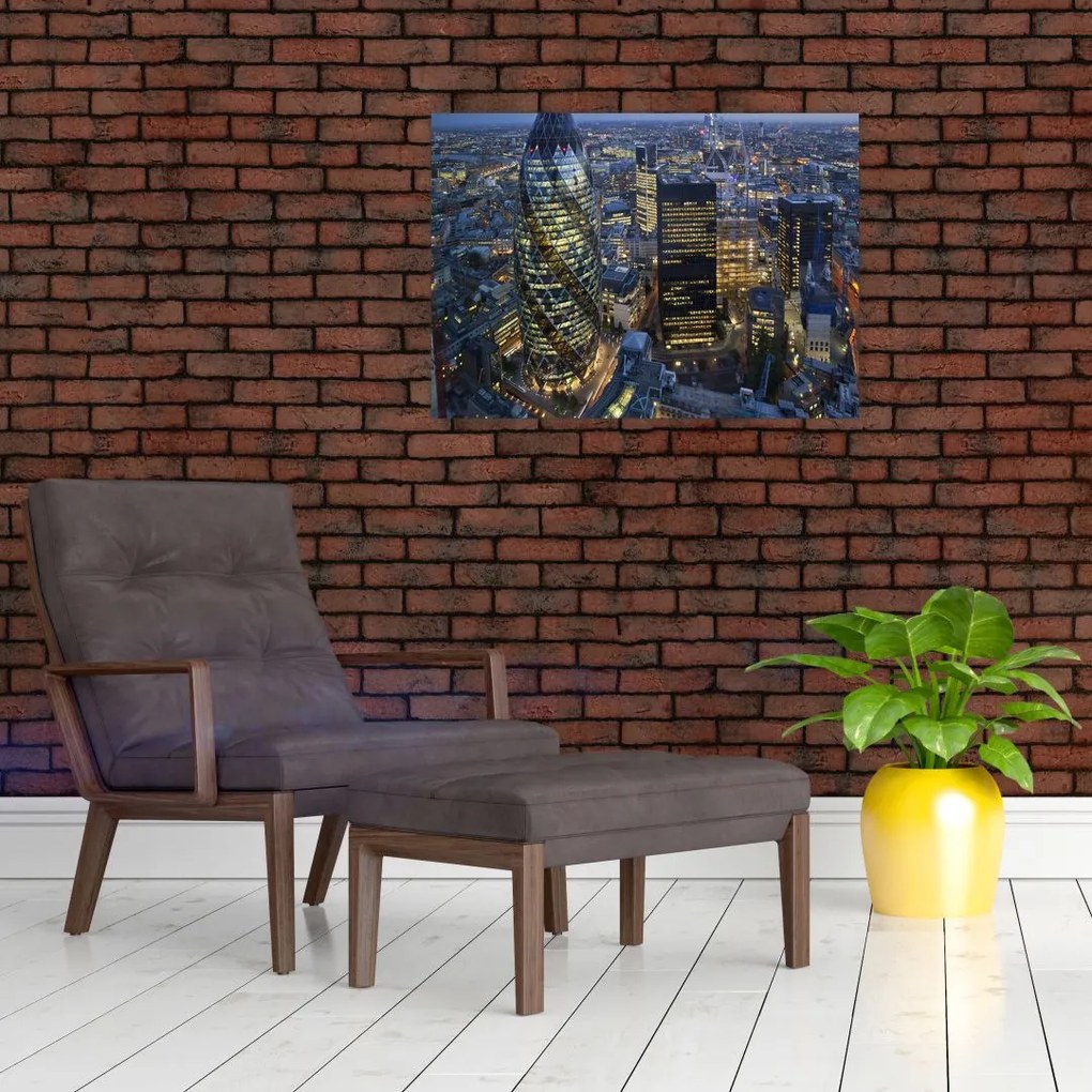 Tablou pe sticlă - Panorama de seară a Londrei (70x50 cm)