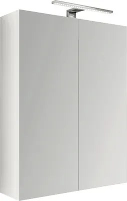 Dulap cu oglinda Baden Haus, 2 usi, iluminare LED, 60x60 cm, alb lucios, IP 44