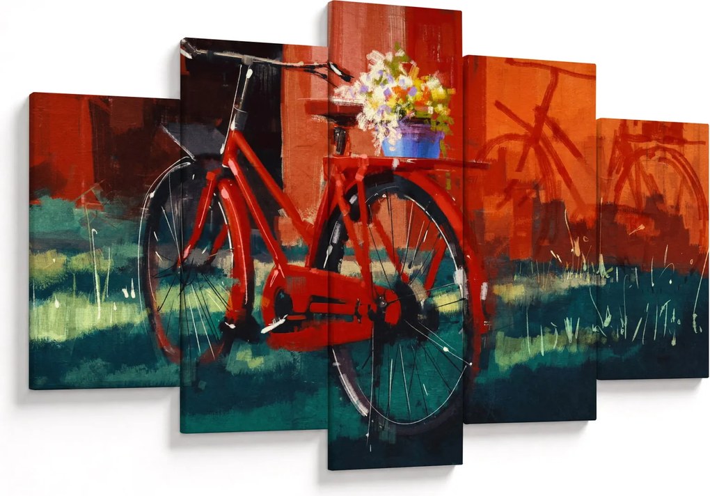 Tablou - Bicicleta roșie, pictură acrilică (150x105 cm)