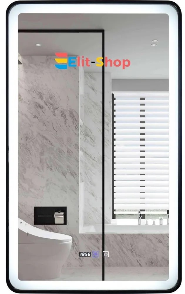 Oglinda Baie Cu Led, 60x100 Cm, Functie Dezaburire, Ceas Si Termometru, Elit's Esn38