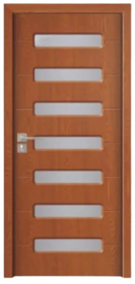 Usa Interior din MDF Novo Doors ND318, Cadru din Lemn Masiv, Geam Sablat, KIT COMPLET, Toc , Manere si balamale incluse (Culoare: Alb, Toc: Fix,