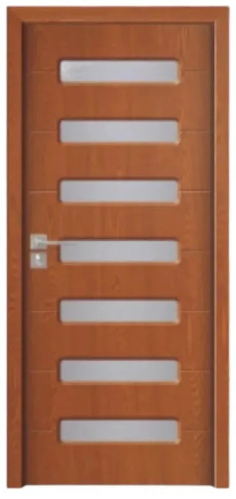 Usa Interior din MDF Novo Doors ND318, Cadru din Lemn Masiv, Geam Sablat, KIT COMPLET, Toc , Manere si balamale incluse (Culoare: Gri deschis, Toc: