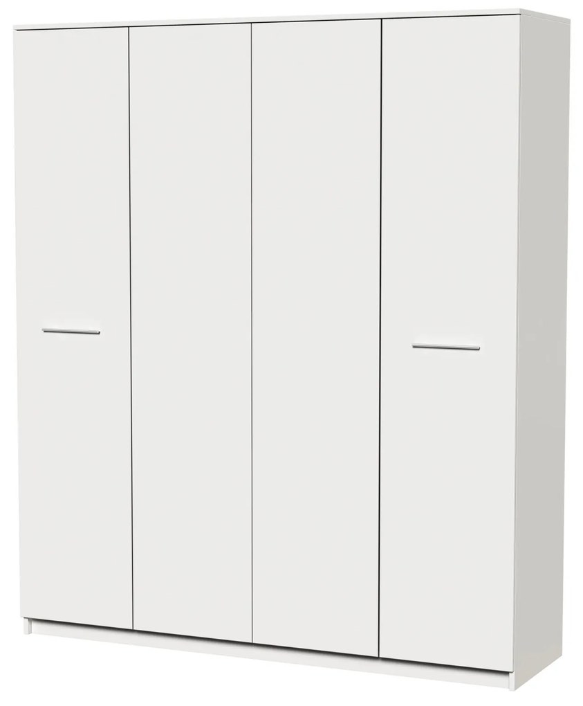 Dormitor Luiza 4U4P, culoare alb, cu pat standard 140 x 200 cm, dulap cu 4 usi si 2 noptiere