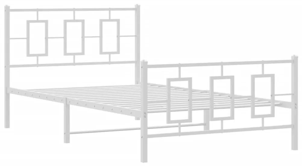 374304 vidaXL Cadru de pat metalic cu tăblie de cap/picioare, alb, 107x203 cm