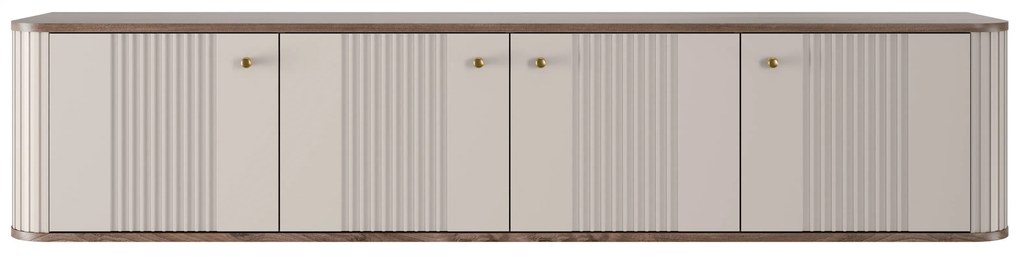 Dulap TV suspendată Vesper 4D 187 cm - cașmir / nuc / mânere aurii