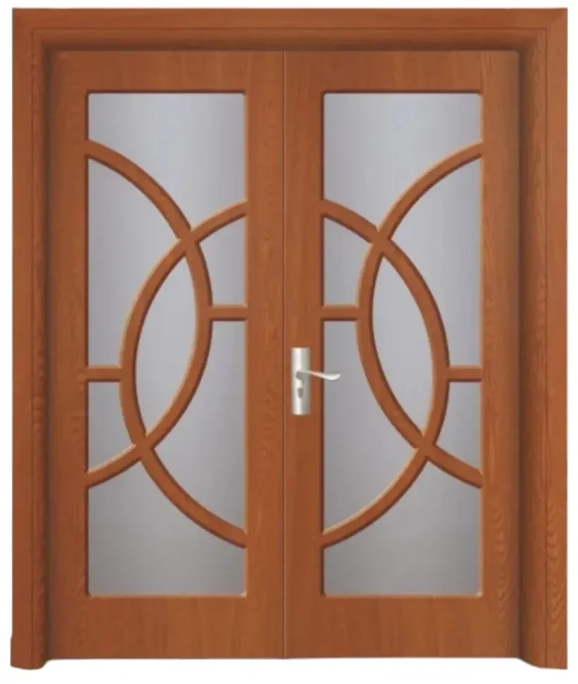 Usa Dubla de Interior din MDF Novo Doors ND220, Geam Sablat, Cadru din Lemn Masiv, KIT COMPLET, Toc , Manere si balamale incluse (Culoare: Alb,
