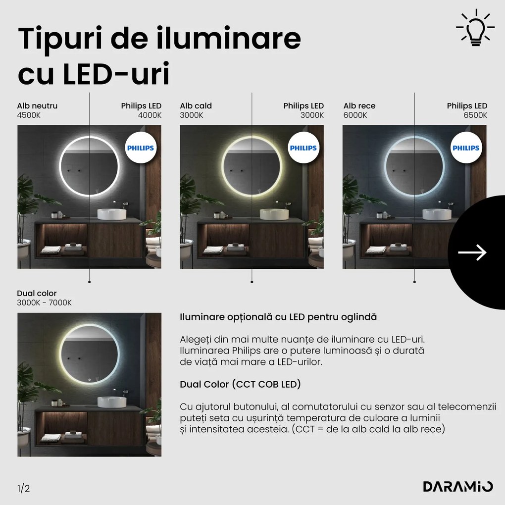 Oglindă rotundă cu iluminare LED E1