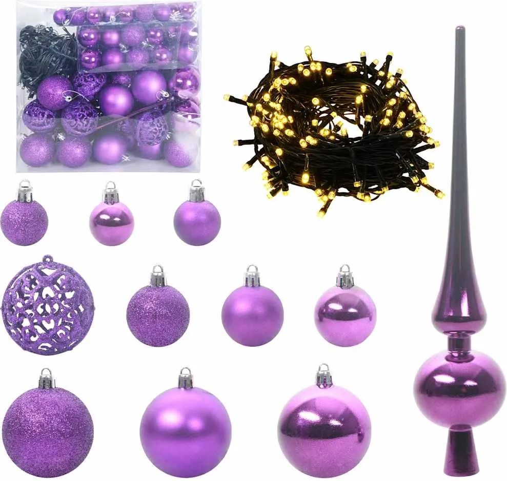 vidaXL Set de Globuri de Crăciun cu 300 LED 120 pcs Violet Plastic