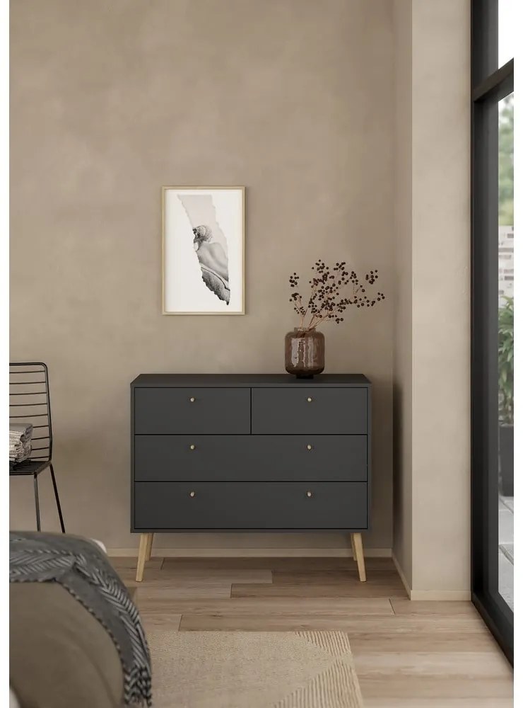 Comodă gri antracit joasă 99x82 cm Bodo – Tvilum