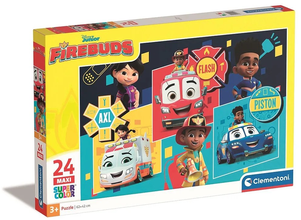 Firebuds Heroes and Wheels Puzzle maxi Clementoni de 24 piese