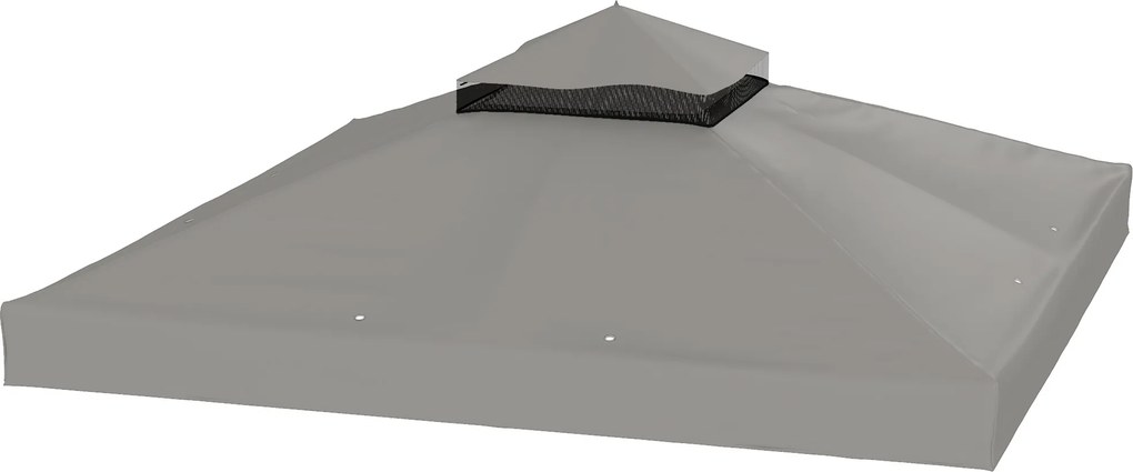 Outsunny Prelată pentru tonelă 3 x 3 m prelată de schimb cu 2 niveluri protecție UPF30+ orificii de scurgere gri | Aosom Romania