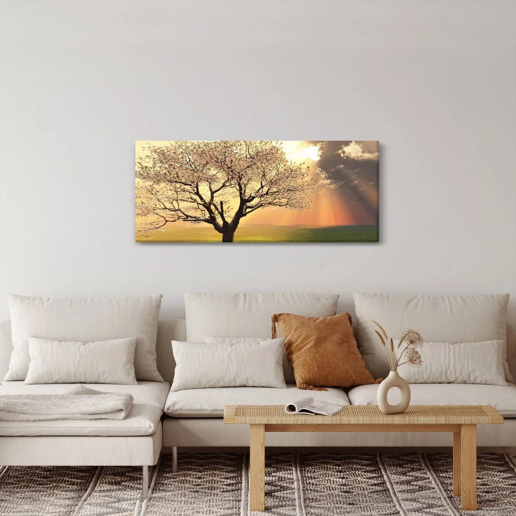 Tablou cu copac pe luncă (120x50 cm)