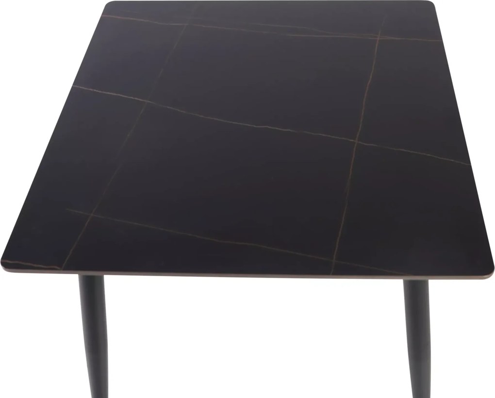 Masa de dining RION 130x70 cm cu blat ceramic, marmura neagra