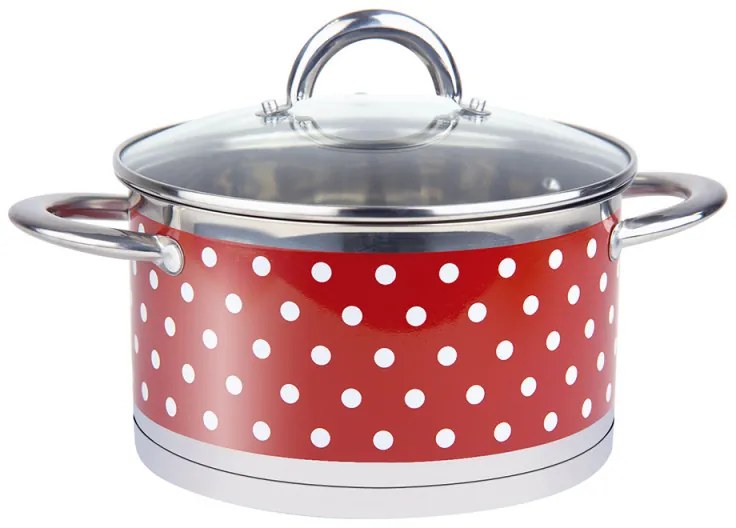 Oala Rosberg R51210I20, 20 cm, 3,6 litri, Fund dublu, Inductie, Otel inoxidabil, Rosu