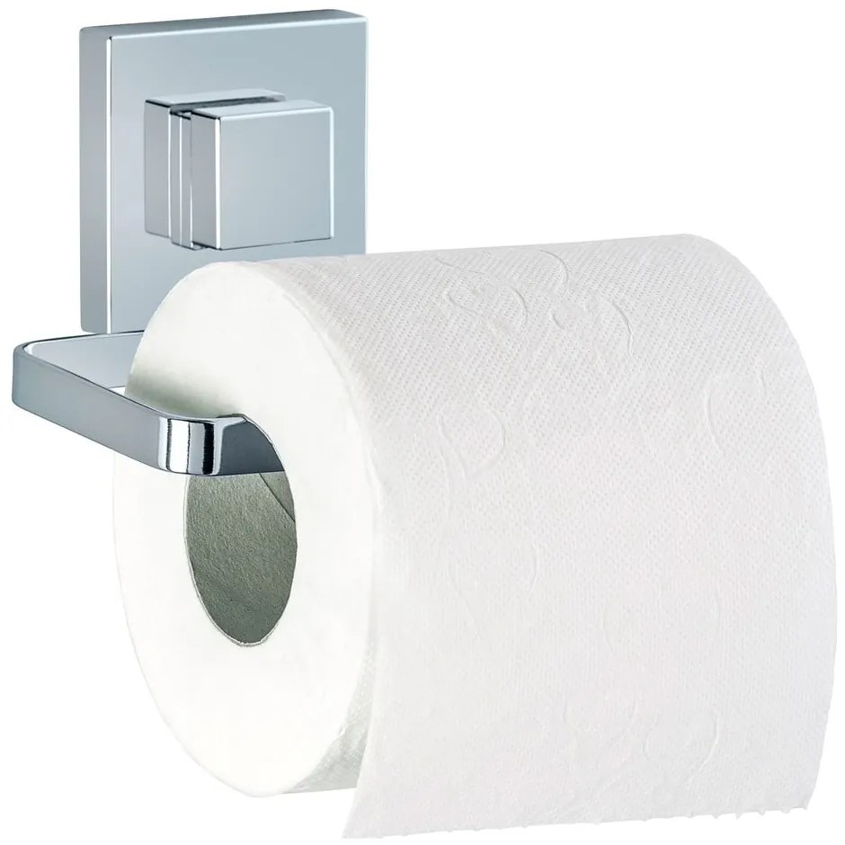 Suport pentru hârtie igienică Wenko Quadrio cu sistem de prindere Vacuum-Loc, până la 33 kg