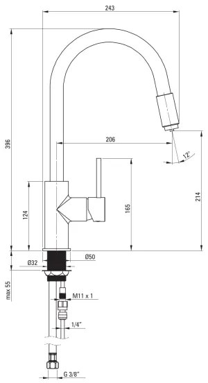 Baterie pentru chiuvetă Deante ASTER BCA_B64M, negru/alamă