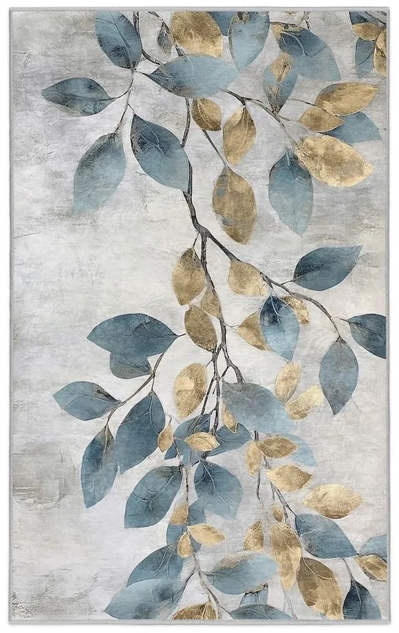 Covor albastru deschis/auriu lavabil 160x230 cm Golden Leaves – Mila Home