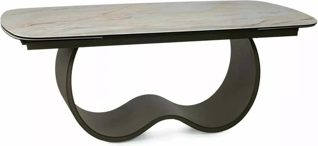 Masa extensibilă Casablanca Ceramic bej lucios/cupru L198-274xl98 cm